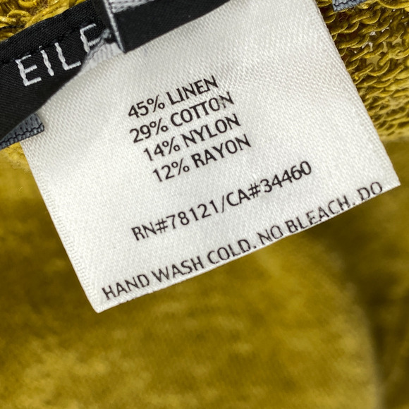 EILEEN FISHER Sweater PM Petite Linen Cotton Grain Slub V-Neck Tunic Green - Picture 8 of 11